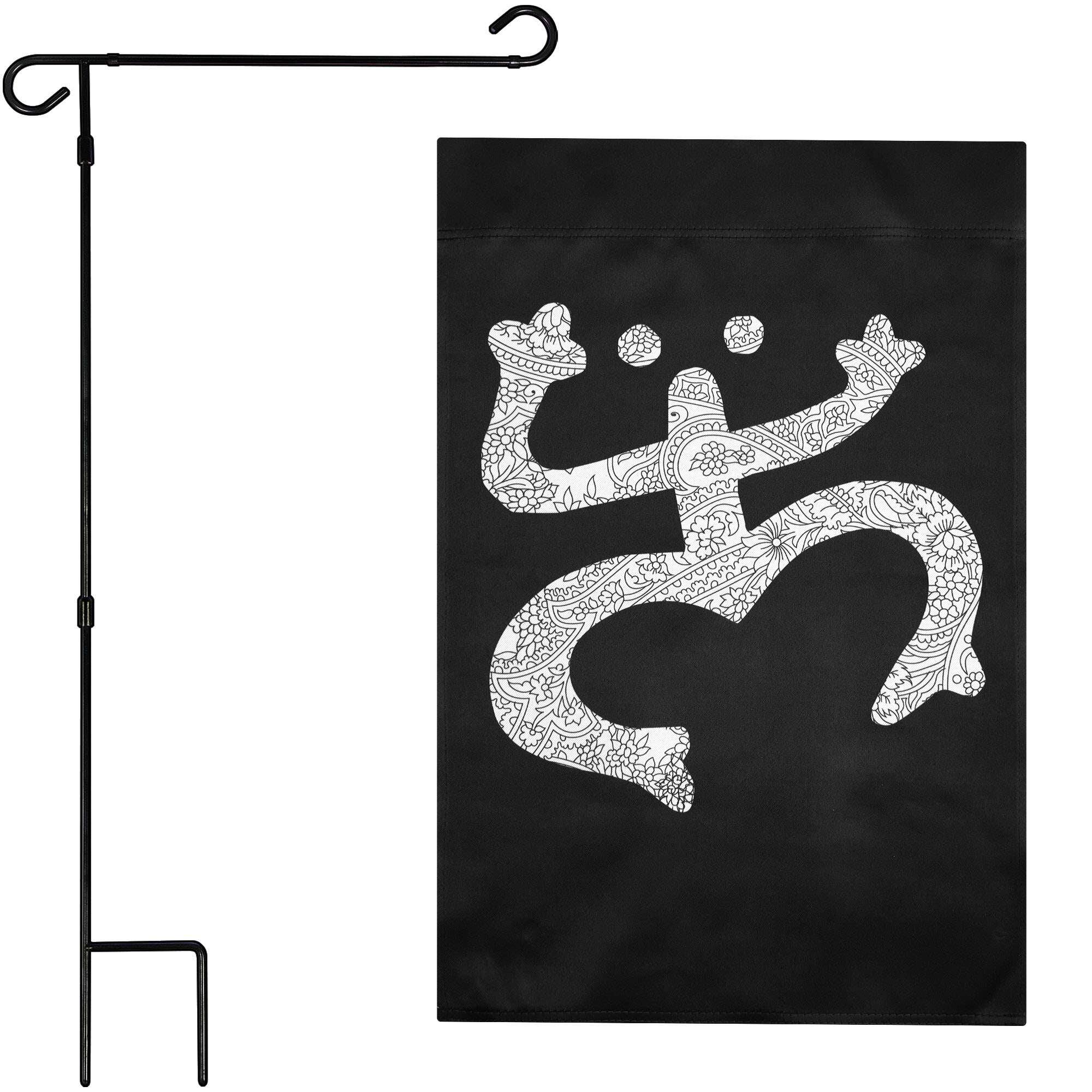 Front. G128 - G128 36x16IN Garden Flag Stand & 12x18 Floral Coqui Frog Flag Kit - Black.