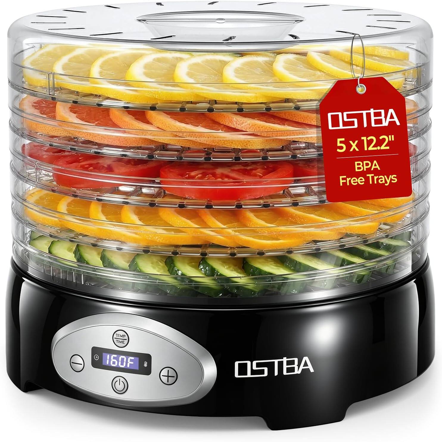 OSTBA 5 x 12.2" BPA Free Trays  
TEMP TIME 160F  
OSTBA