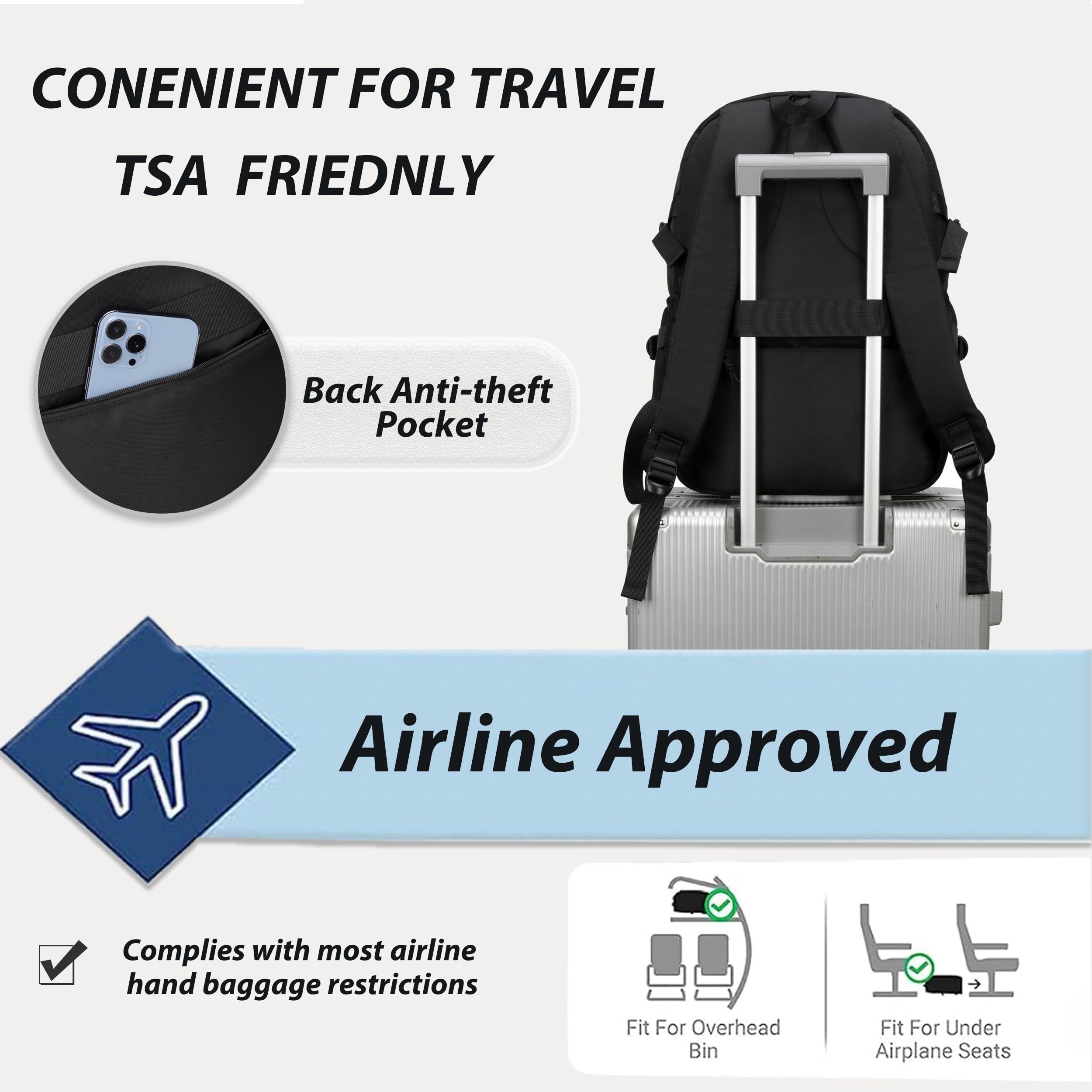 Alt View 2. Live At Space - College School Bag For Men Women Laptop Backpack 15 6 Inch Anti Travel Daypack Large Elementary Middle High Bookbags - Black-set-Medium.