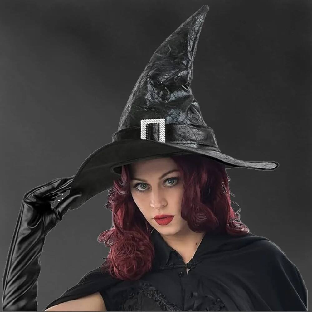 Alt View 2. MOVSSOU - Halloween Witch Set Women Adult Wizard Costume Cosplay Accessory with Necklaces, Earrings, Gloves - black.