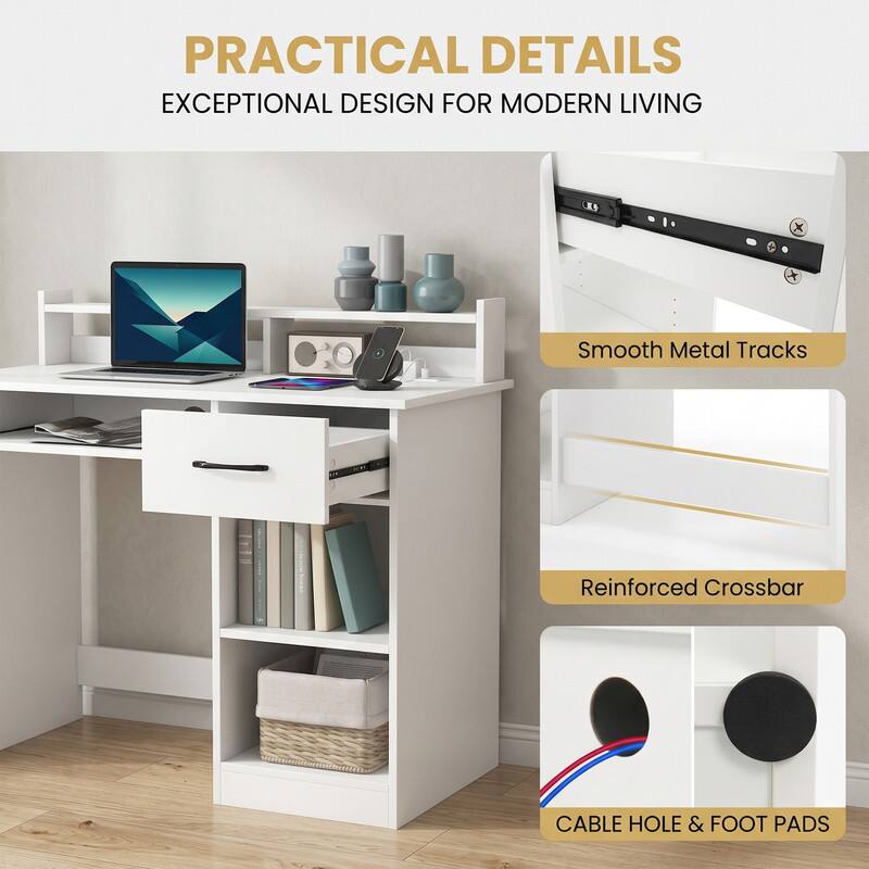 PRACTICAL DETAILS  
EXCEPTIONAL DESIGN FOR MODERN LIVING  

- Smooth Metal Tracks  
- Reinforced Crossbar  
- CABLE HOLE & FOOT PADS