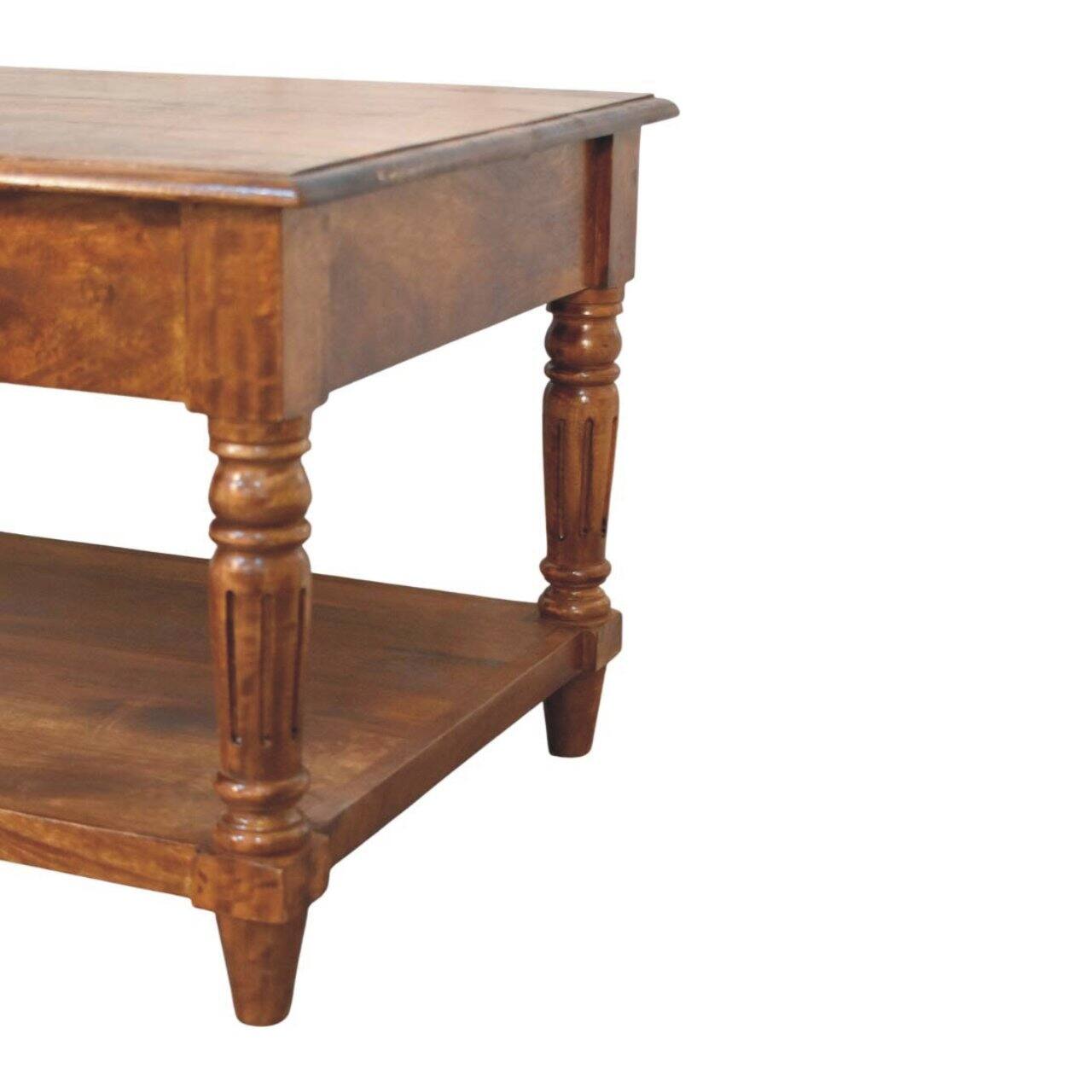 Alt View 5. Artisan Furniture - Artisan Furniture Solid Wood Turned legs Chestnut Coffee Table, 2 Drawers, Brown - Brown.
