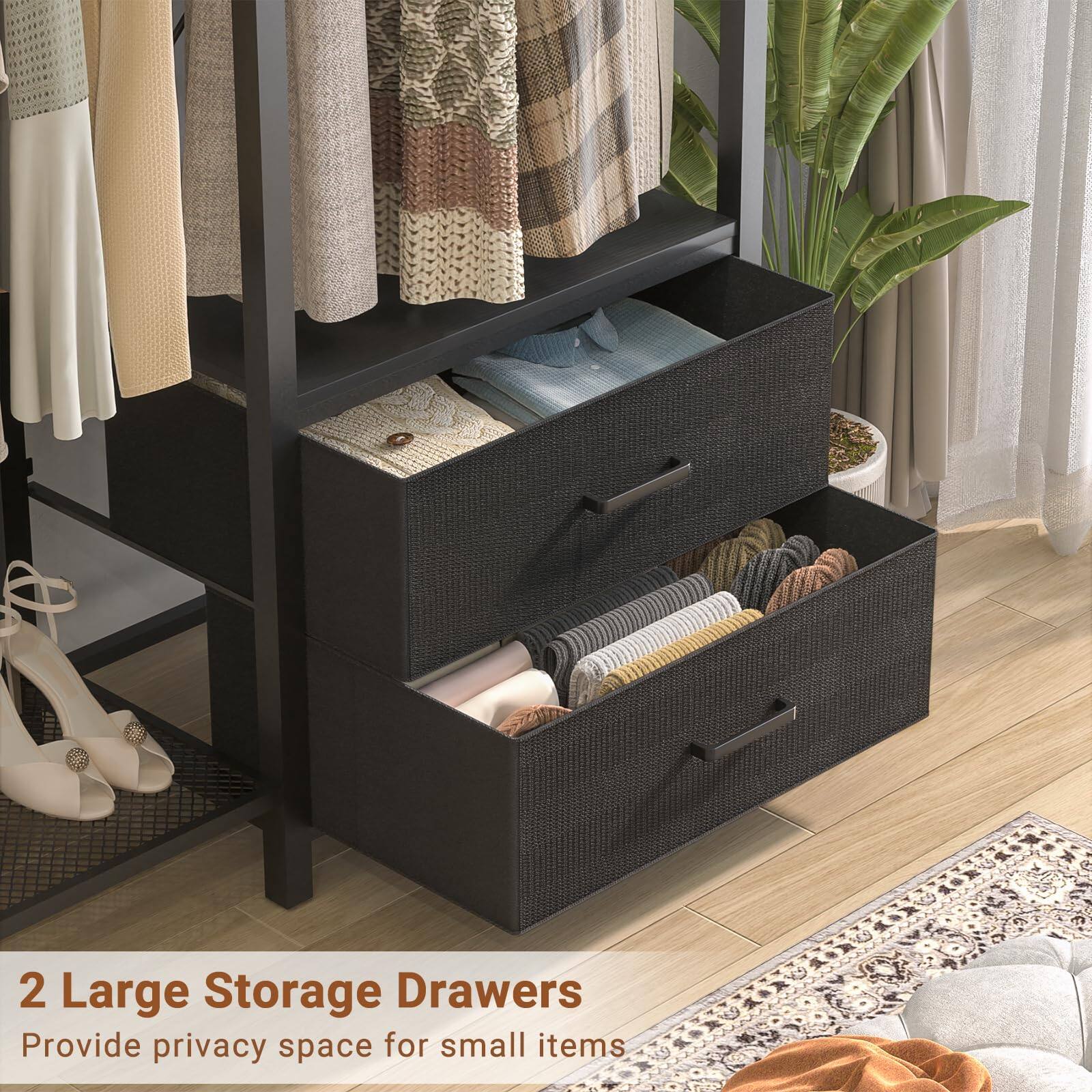 2 Large Storage Drawers  
Provide privacy space for small items.