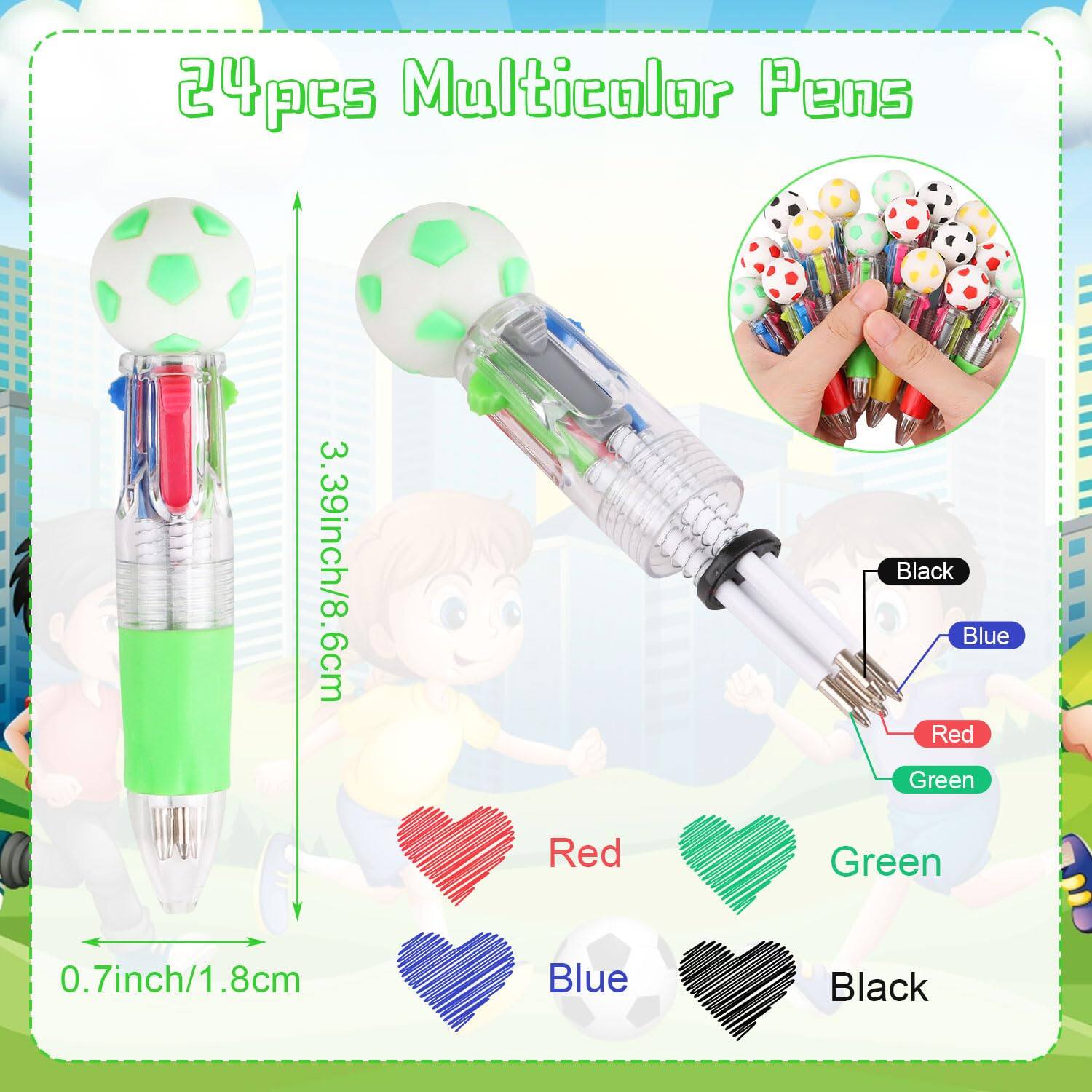 24pcs Multicolor Pens

3.39inch/8.6cm

0.7inch/1.8cm

Red
Green
Blue
Black

Black
Blue
Red
Green