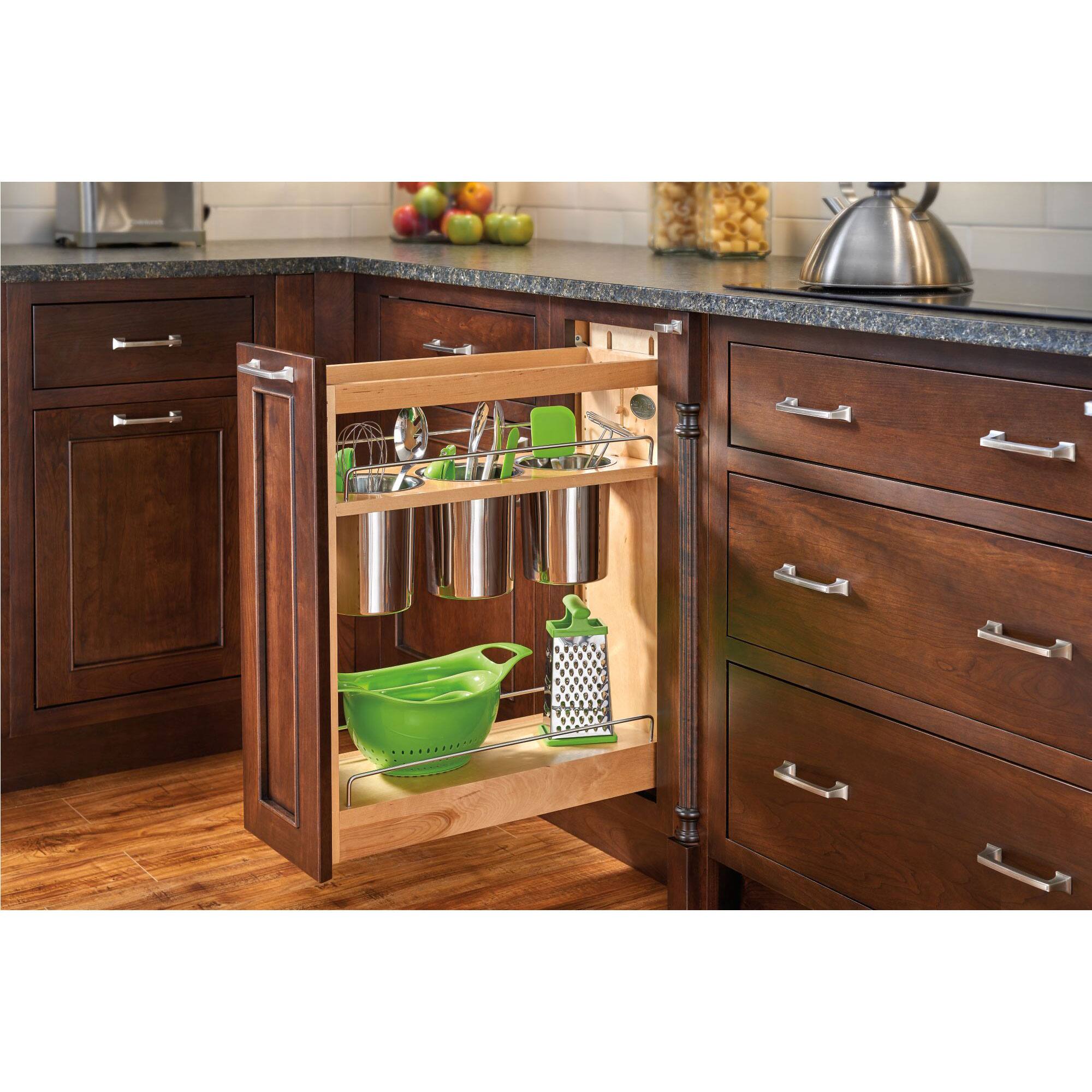 Alt View 4. Rev-A-Shelf - Rev-A-Shelf 8" Pullout Kitchen Cabinet Organizer with Soft-Close, 448UT-BCSC8C - Natural Maple.