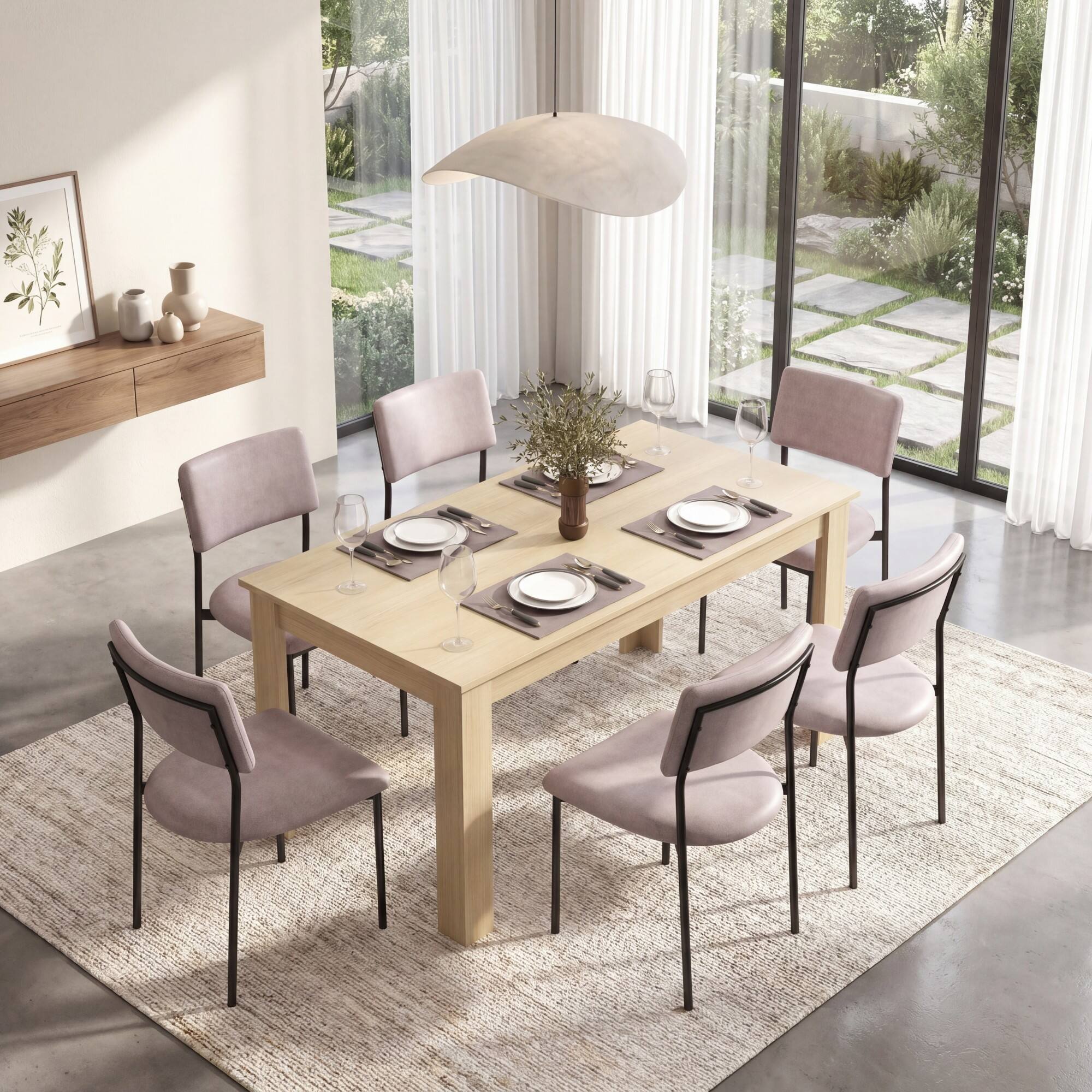 Alt View 4. Costway - Costway 63" Dining Table Rectangular Modern Kitchen Table For 6 People Home Furniture - Oak.