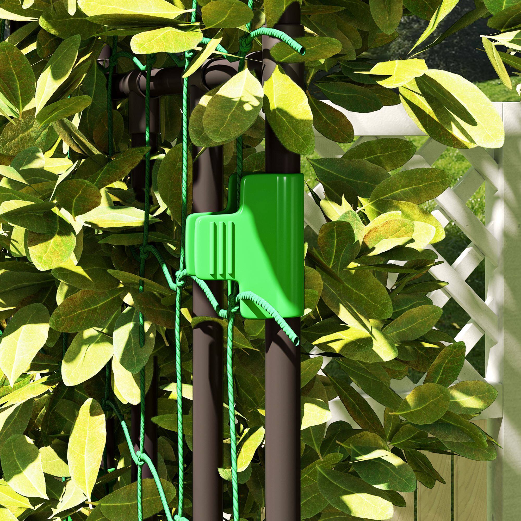 Alt View 7. Outsunny - Garden Arch Trellis, 8 FT Tall Metal Plant Trellis Support with Climbing Net, Outdoor Cucumber Trellis.