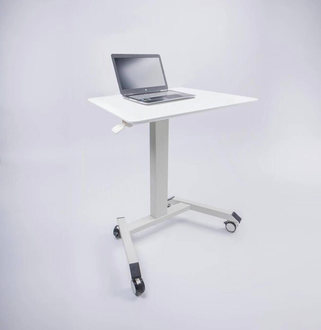 Alt View 5. Glintex - Compact Adjustable Desk with Manual Height Adjustment 29.5''-43.3'', Sturdy Small Standing or Sitting Workstation - White.