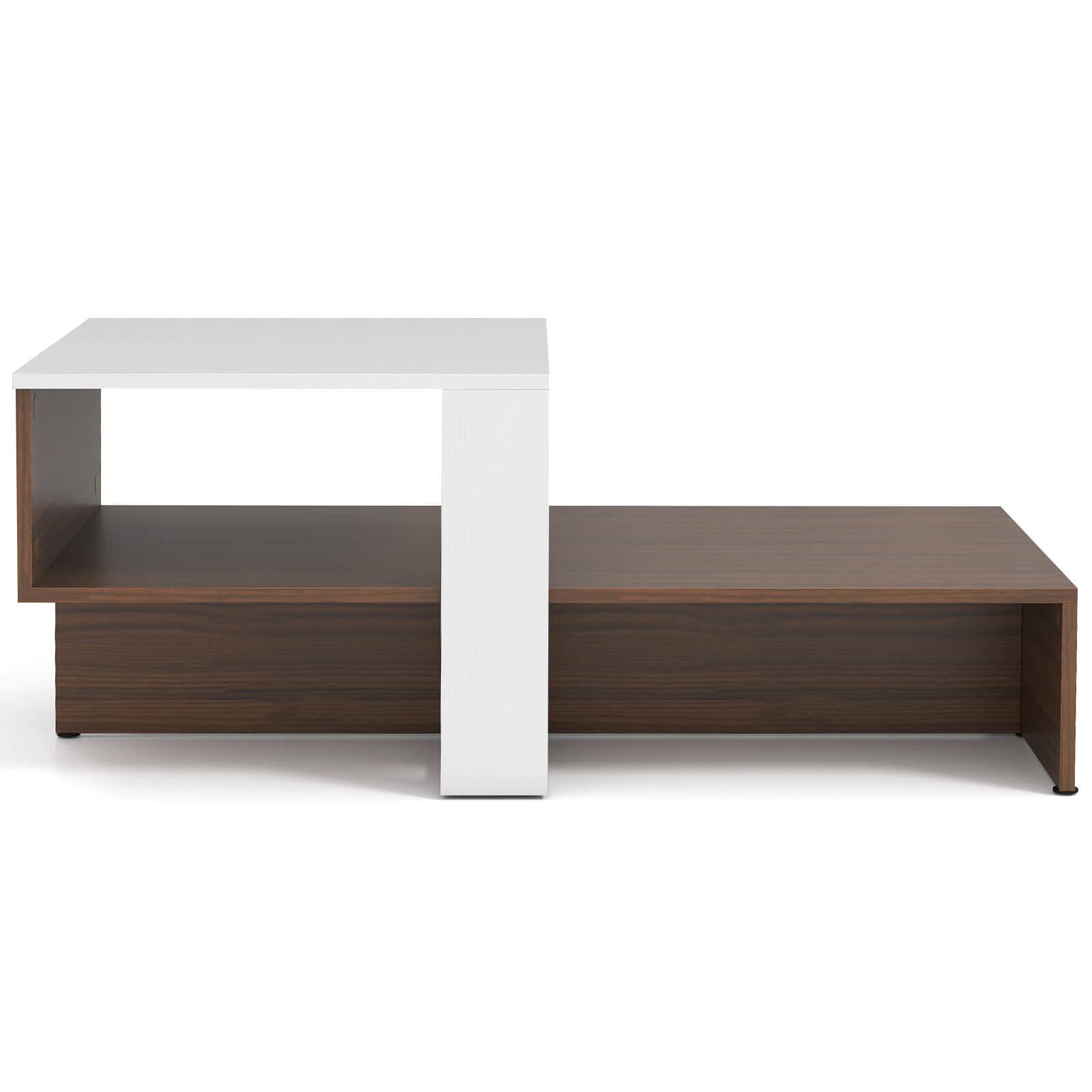 Alt View 8. Costway - Costway 2-Tier Geometric Coffee Table Center Table with Storage Shelves Home Modern - Brown.