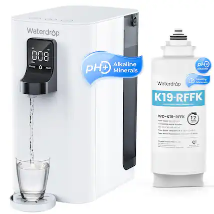 Waterdrop I Oz 008 Fitter Pump Flush Alkaline pH pH+ + Alkaline Minerals Healthy Minerals Waterdrop K19-RFFK Multiple Reverse Osmosis Membrane Filter Model WD-K19-RFFK 12 Filter Model Number: WD-K19-RFFK Compatible Model Number: WD-K19-RFFK Feed Water Temperature 41-100°F / 5-38°C Feed Water Requirement Municipal Tap Water