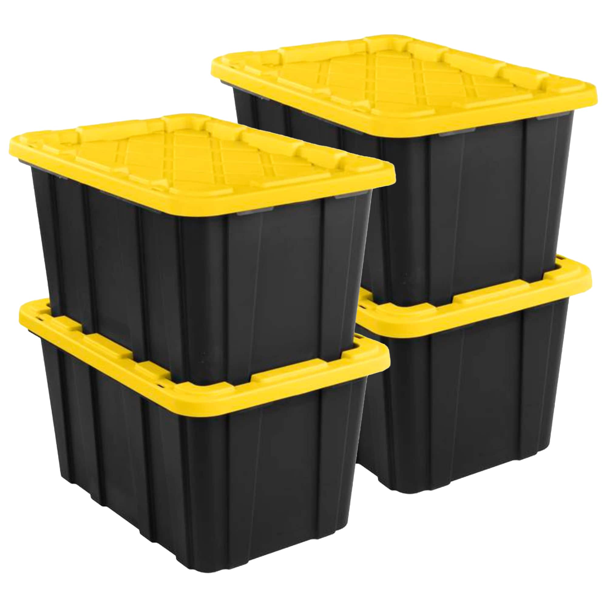 Sterilite - 27 Gallon Industrial Stackable Storage Tote Lidded Containers, 4 Pack