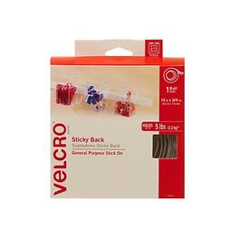 Velcro - Brand 3/4" x 15' Sticky Back Hook & Loop Fastener Roll - White