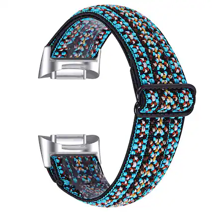 Front. StrapsCo - Pattern Comfort Stretch Band Nylon Watch Strap For Fitbit Charge 5 - Woven Pattern 3.
