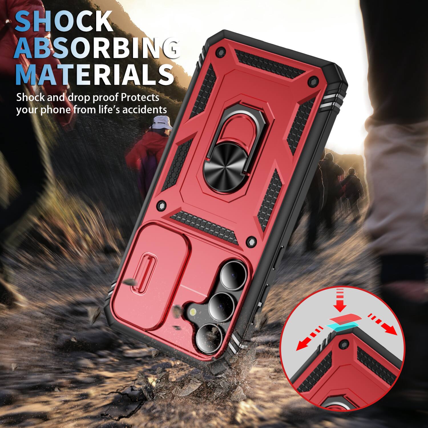 SHOCK ABSORBING MATERIALS  
Shock and drop proof  
Protects your phone from life's accidents