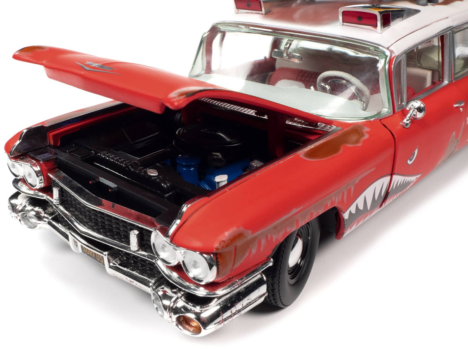 Maquette 1:18 Autoworld Cadillac Eldorado Ambulance 1959 Avec Graphiques Requin - Réf. AW312-06