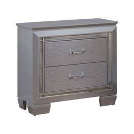Manhattan Lane - 2 Drawer Wooden Nightstand with Embossed Textured Details - Gray