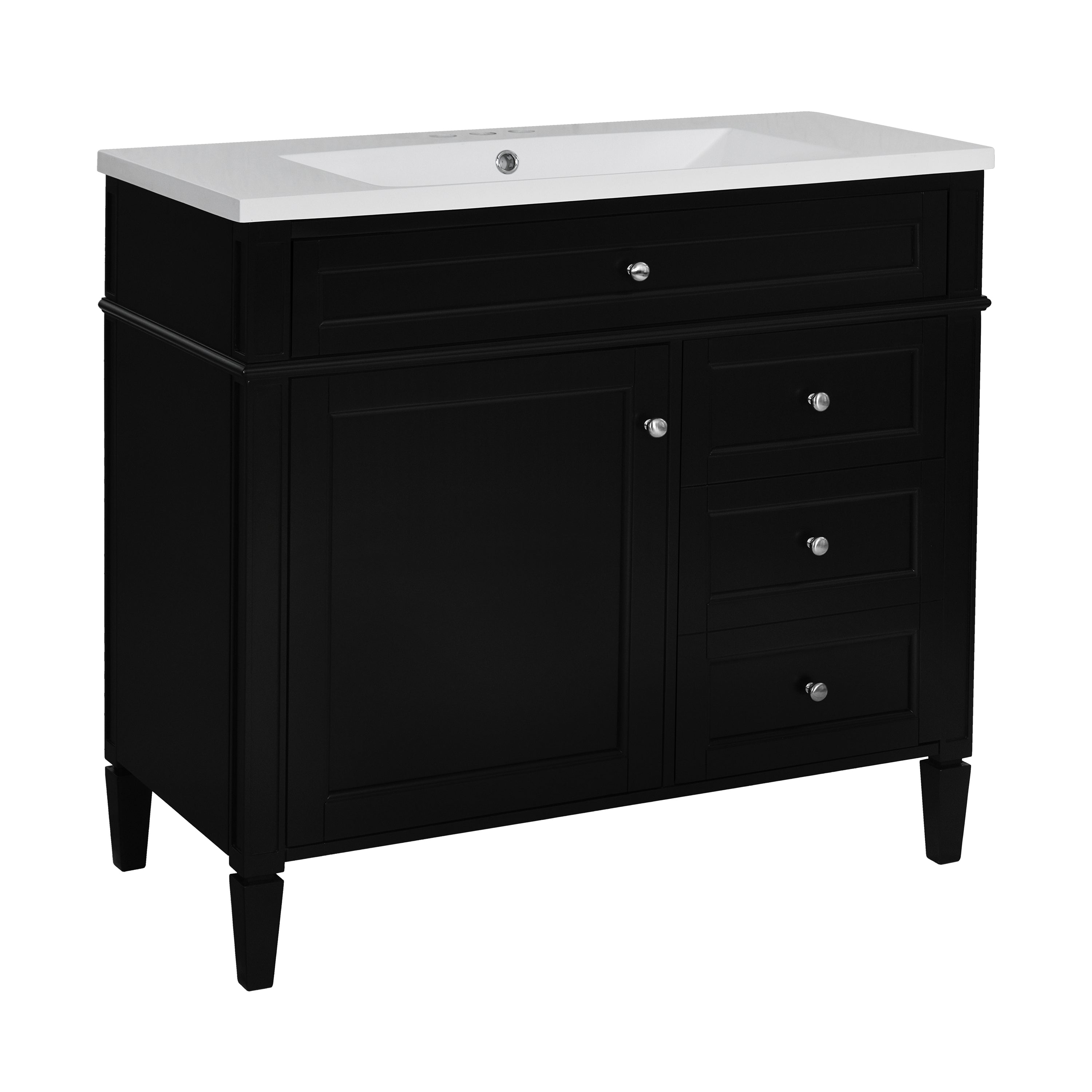 Alt View 7. Boyel Living - 36 Inch Bathroom Vanity Set with Mirror Cabinet Resin Sink 3 Drawers 2 Doors Black - Black.