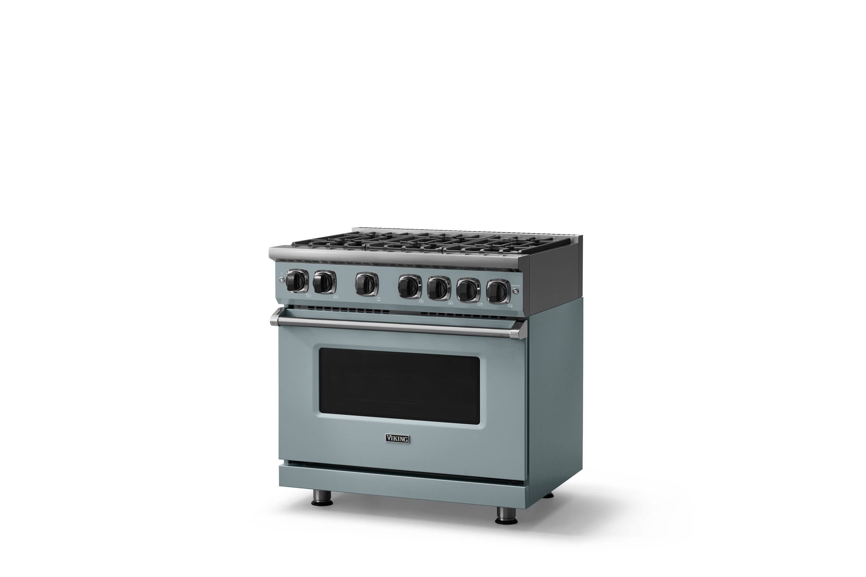 Angle. Viking - Pro 7 Series 5.6 Cu. Ft. Freestanding Sealed 4 Burner Gas Convection Range - November Sky - November Sky.