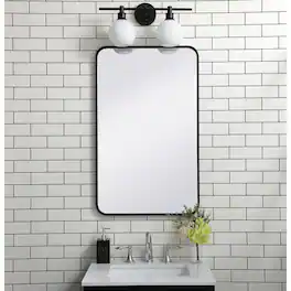 Elegant Decor - Soft corner metal rectangular mirror 22x36 inch - Black