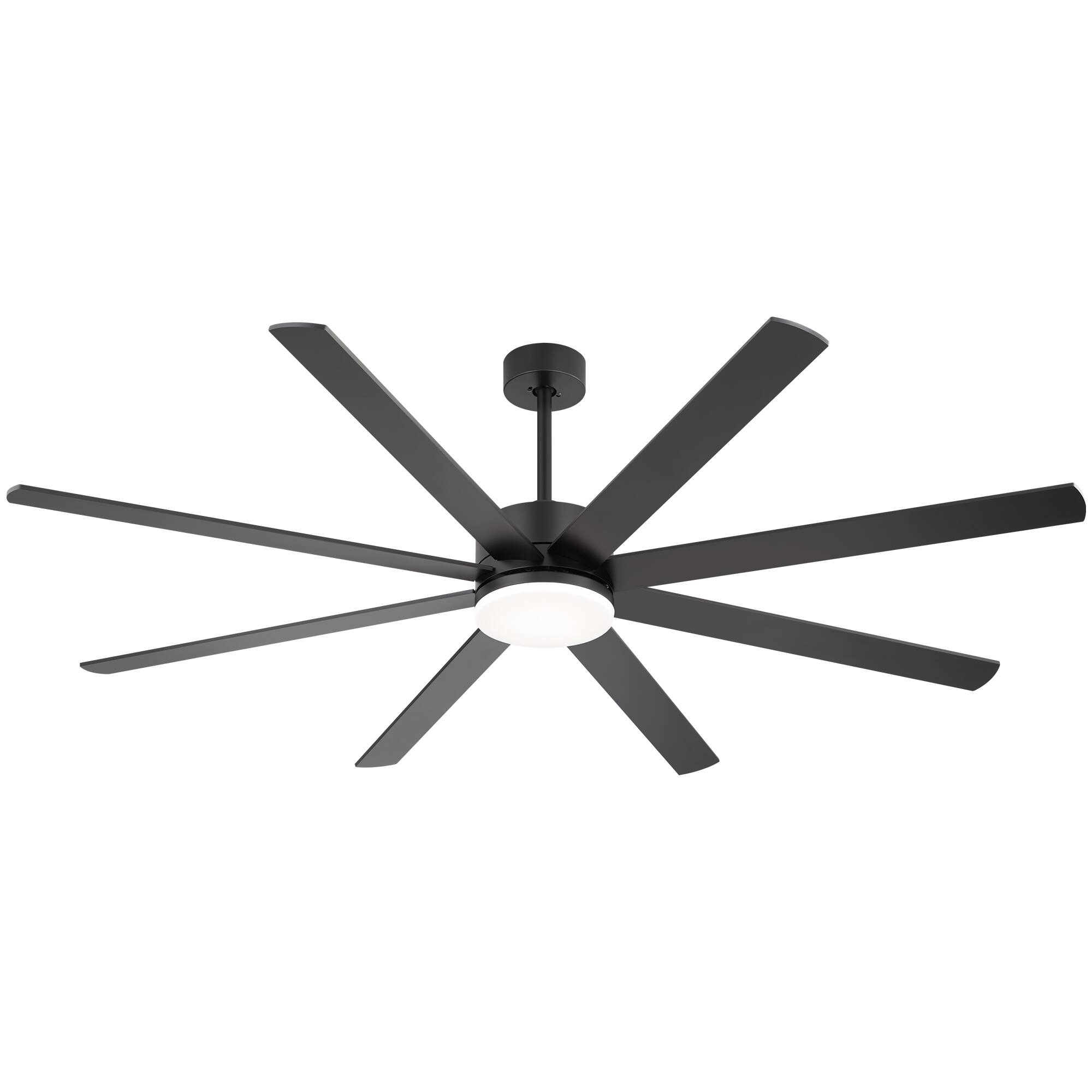 Angle. Breezary - 72-Inch LED Ceiling Fan with 10 Dual-Finish Blades, 3-Color Temperature, Remote Control, 6-Speed Settings - matte black and walnut.