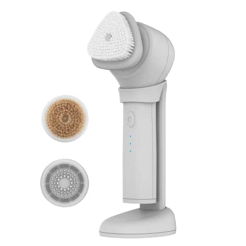 Vulpecula Spade - skn by conair Daily Glow Facial Cleansing Brush, All-in-One Facial Brush Includes 3 Interchangeable Attachments for