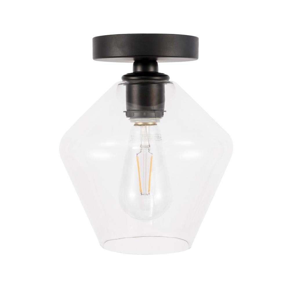 Alt View 9. Living District - Gene 1 light Black and Clear glass Flush mount - Black And Clear Glass.