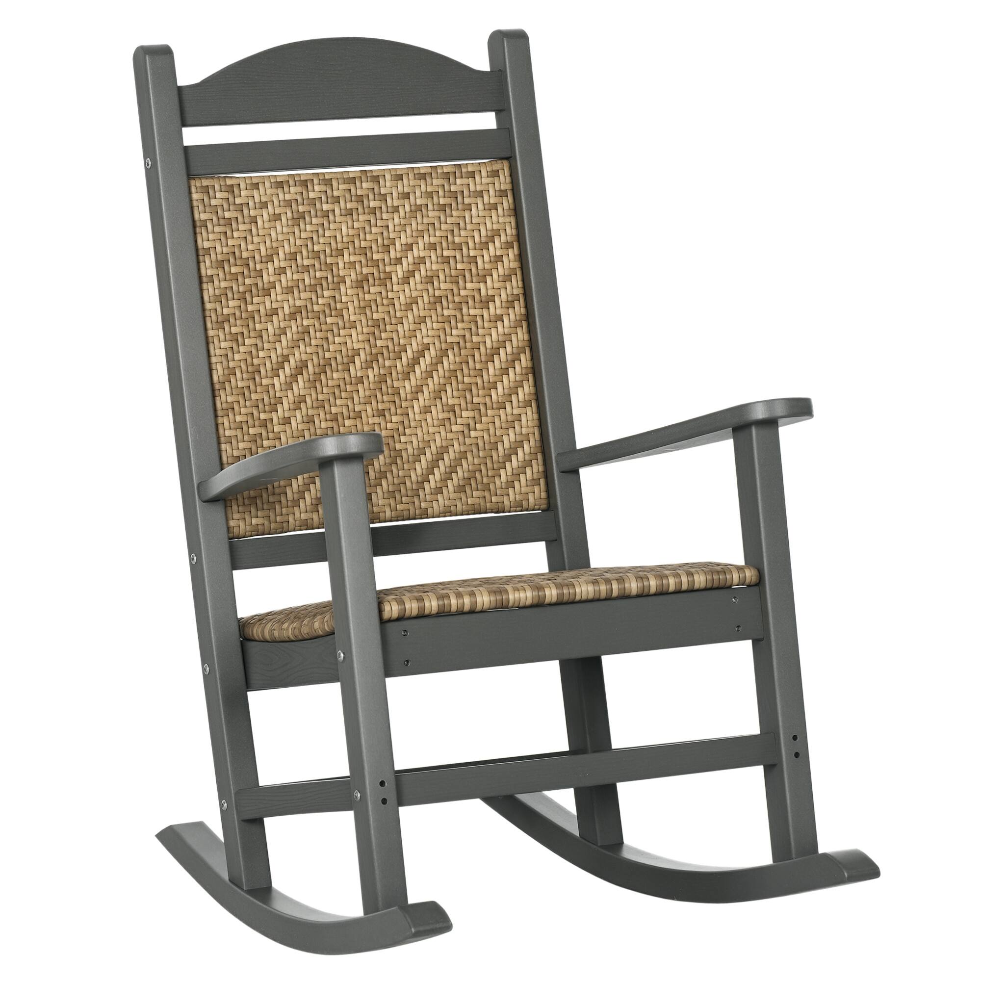 Outsunny Outdoor Rocking Chair, Traditional Wicker Porch Rocker w/ Soft ...