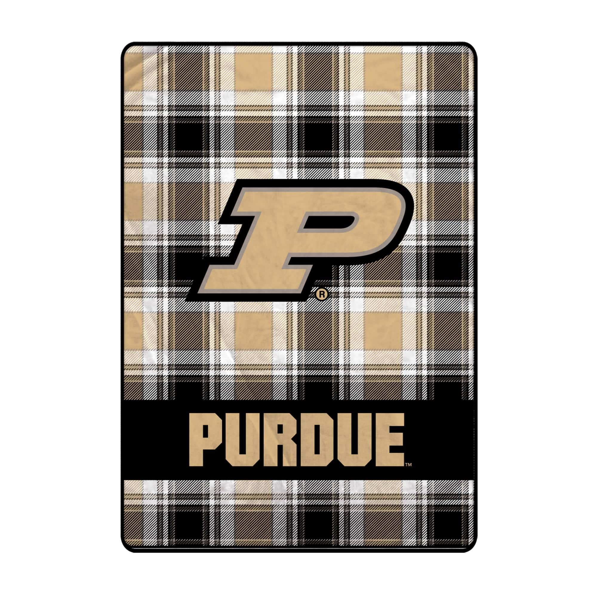 Front. Pegasus - Purdue Boilermakers 66" x 95" Oversized Plaid FAN-mily Ultra Cozy Blanket - Multicolor.
