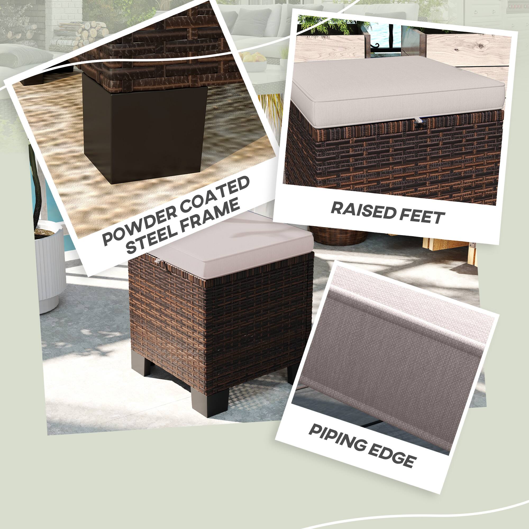 POWDER COATED STEEL FRAME, RAISED FEET, PIPING EDGE