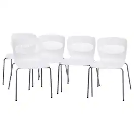 Emma + Oliver - Heavy Duty 770 lb. Capacity Plastic Stack Chair with Steel Sled Base - White