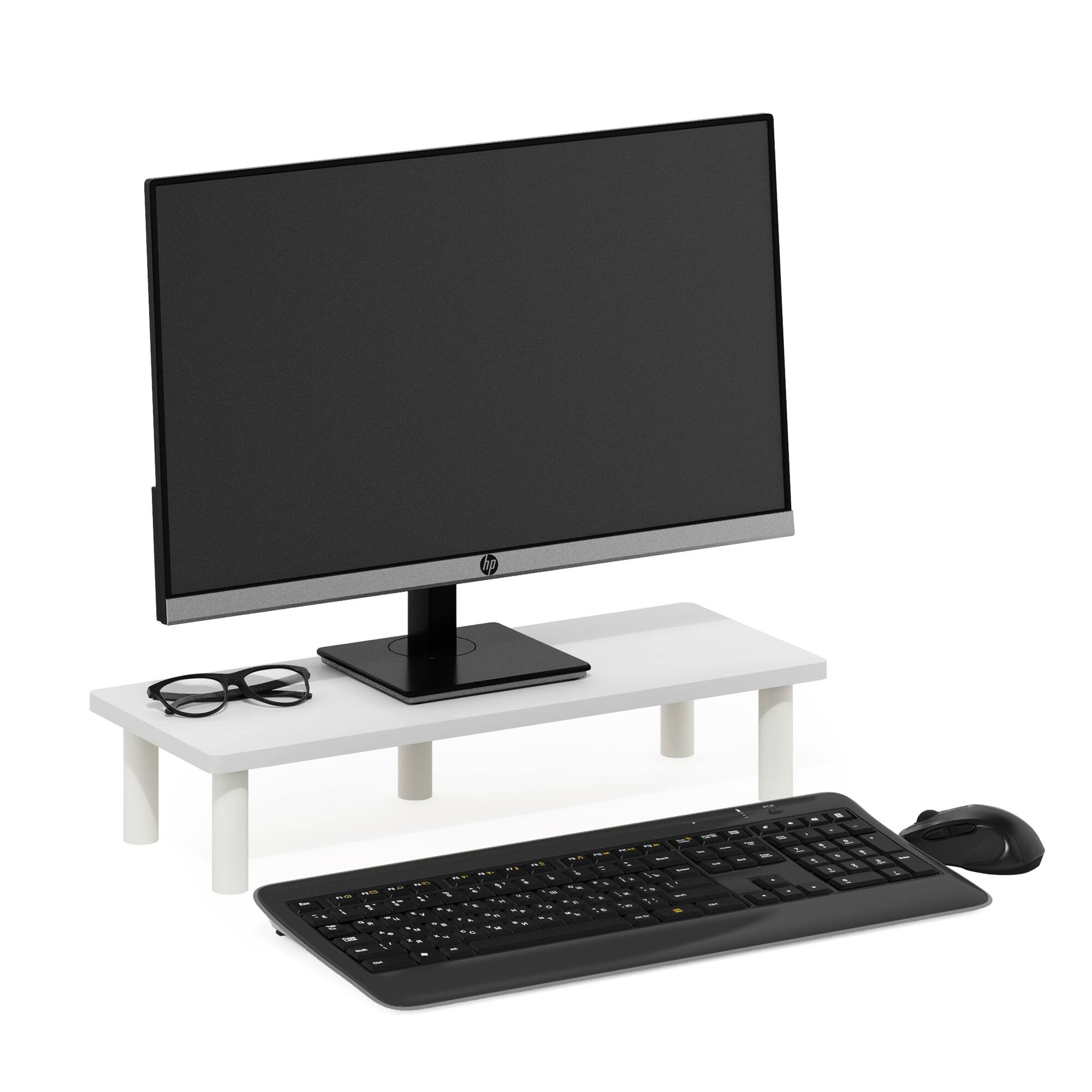 Alt View 3. Furinno - Turn-N-Tube Monitor Riser Stand - White/White.