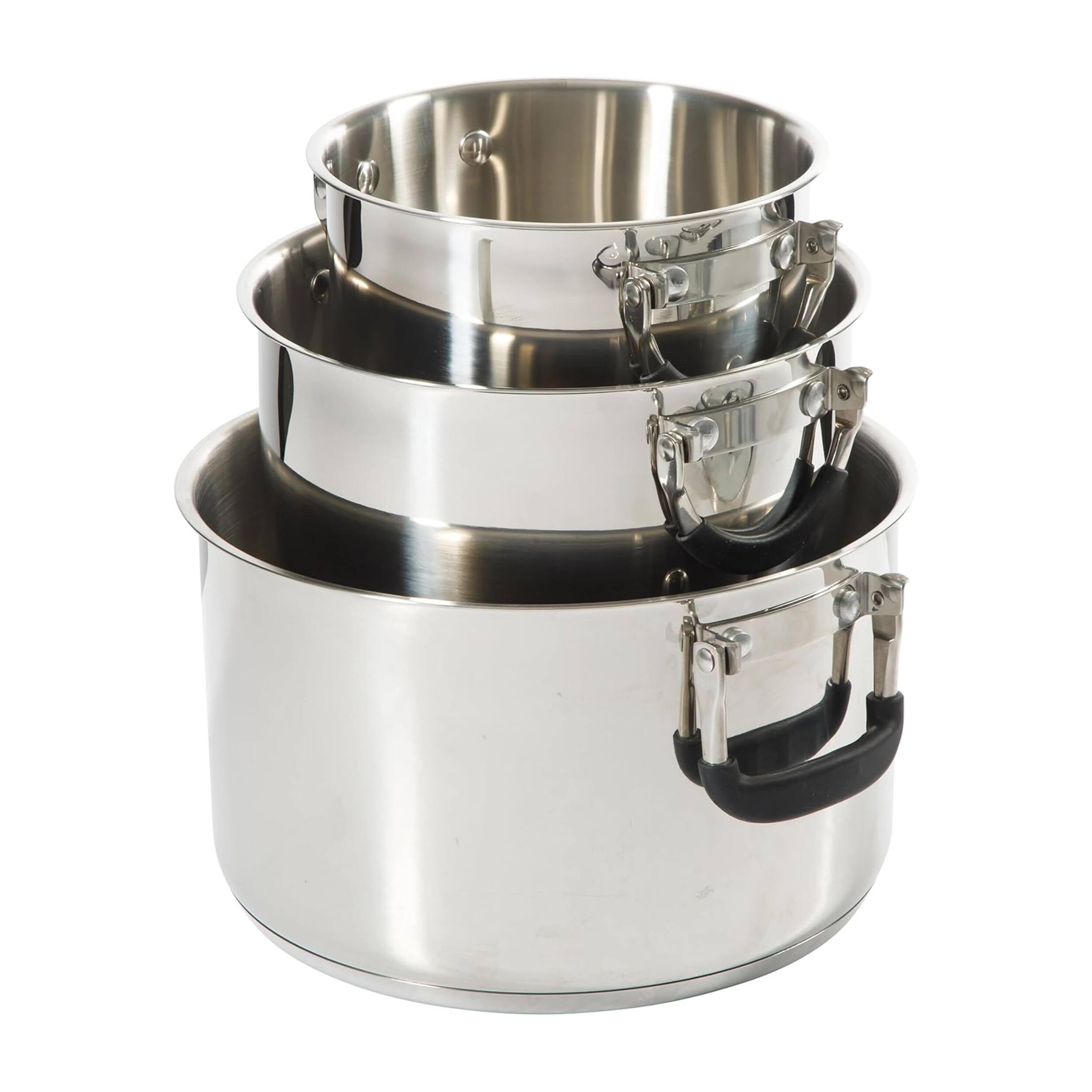 Alt View 2. Oster - Oster Platinum Silverbolt 6 Piece Stainless Steel Stackable Space-Saving Dutch Oven Set in Silver - Silver.