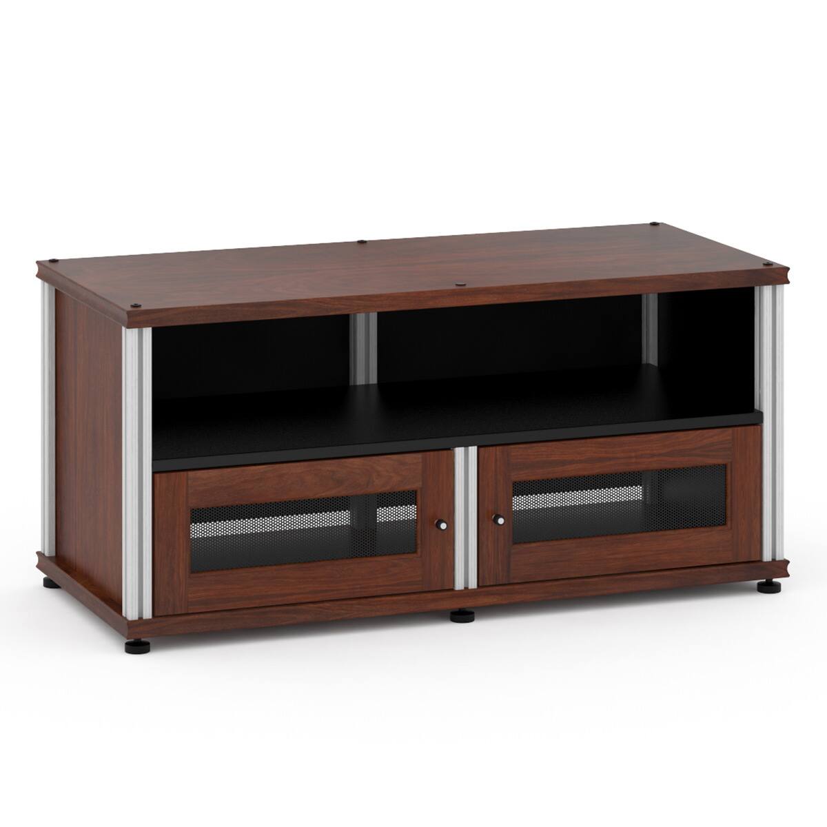 Front. Salamander Designs - Salamander Designs Synergy 229 Twin AV Cabinet (Dark Walnut with Aluminum Posts) - Walnut/Aluminum.