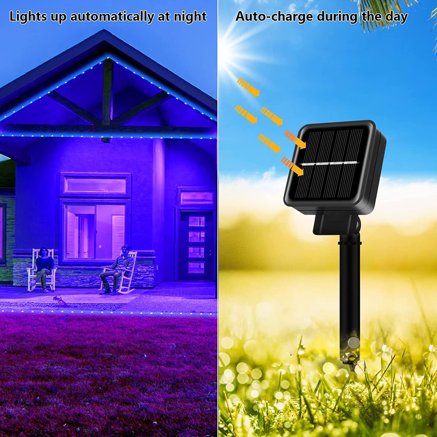 Lights up automatically at night  
Auto-charge during the day