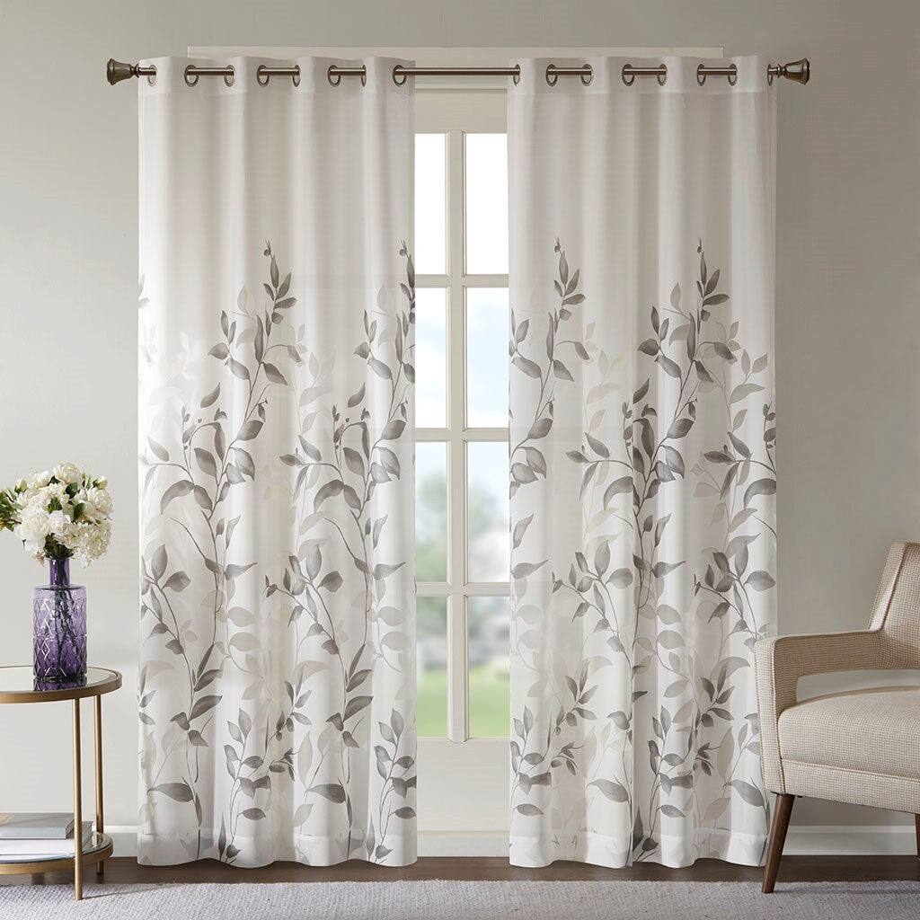 Left. BreeBe - Burnout Printed Curtain Panel Pair(2 Pcs Window Panels) - Multicolor.