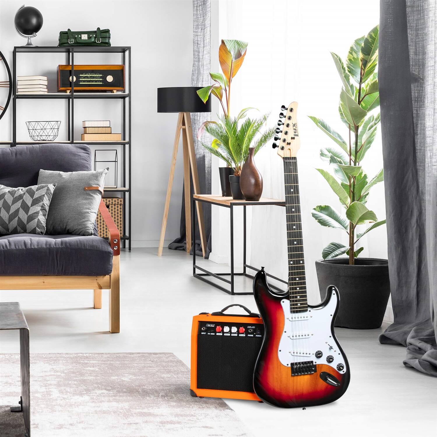Alt View 6. Lyxpro - Electric Guitar Kit, 39” Electric Guitar with Amp & Electric Guitar Accessories - Sunburst.