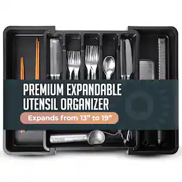 Luminuxe - Expandable Silverware and Utensil Drawer Organizer with 8 Compartments – Space-Saving Kitchen Storage,