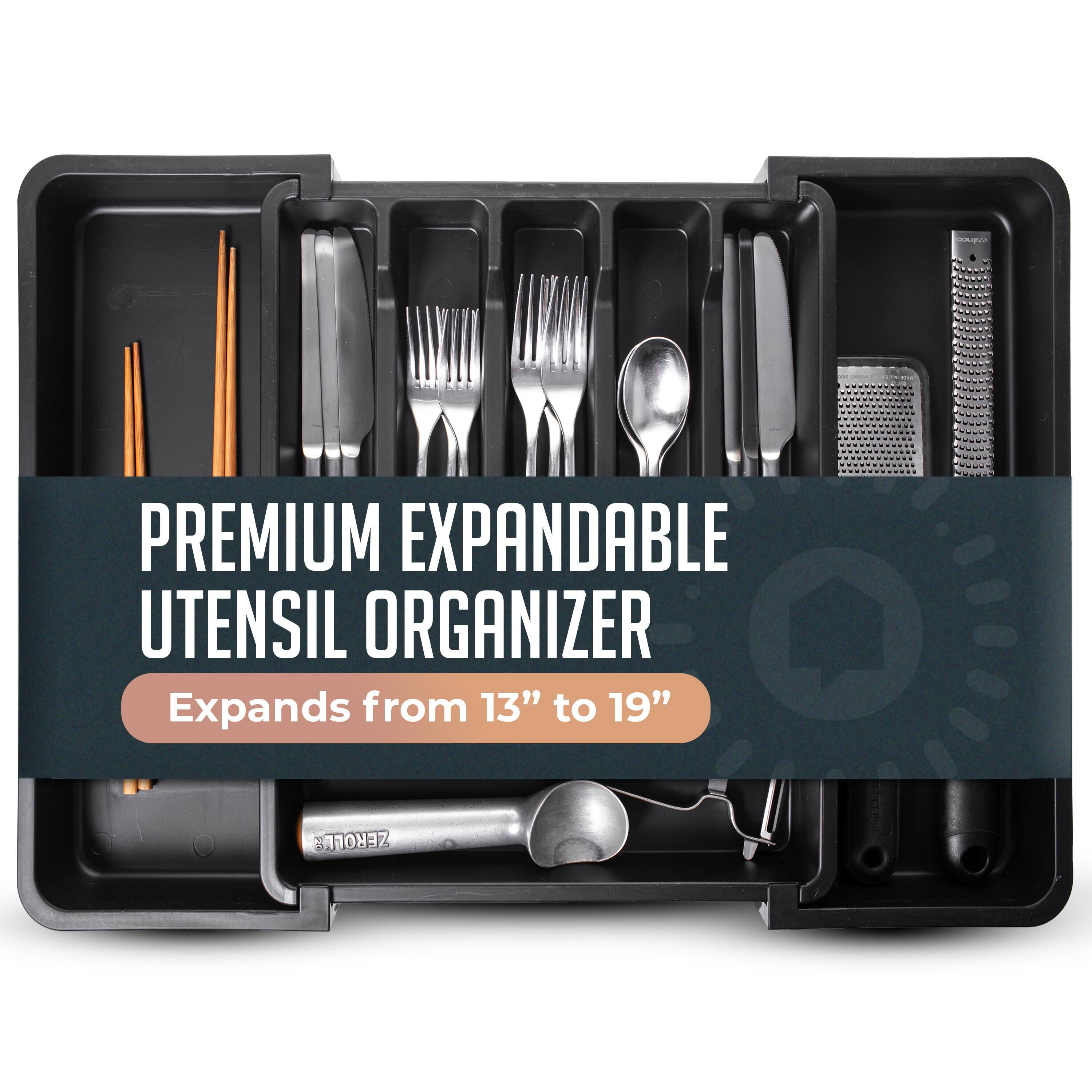 Luminuxe - Expandable Silverware and Utensil Drawer Organizer with 8 Compartments – Space-Saving Kitchen Storage,
