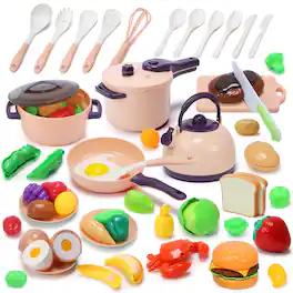 CUTE STONE - 51PCS Mini Play Kitchen Accessories Toy for Kids Ages 3 +
