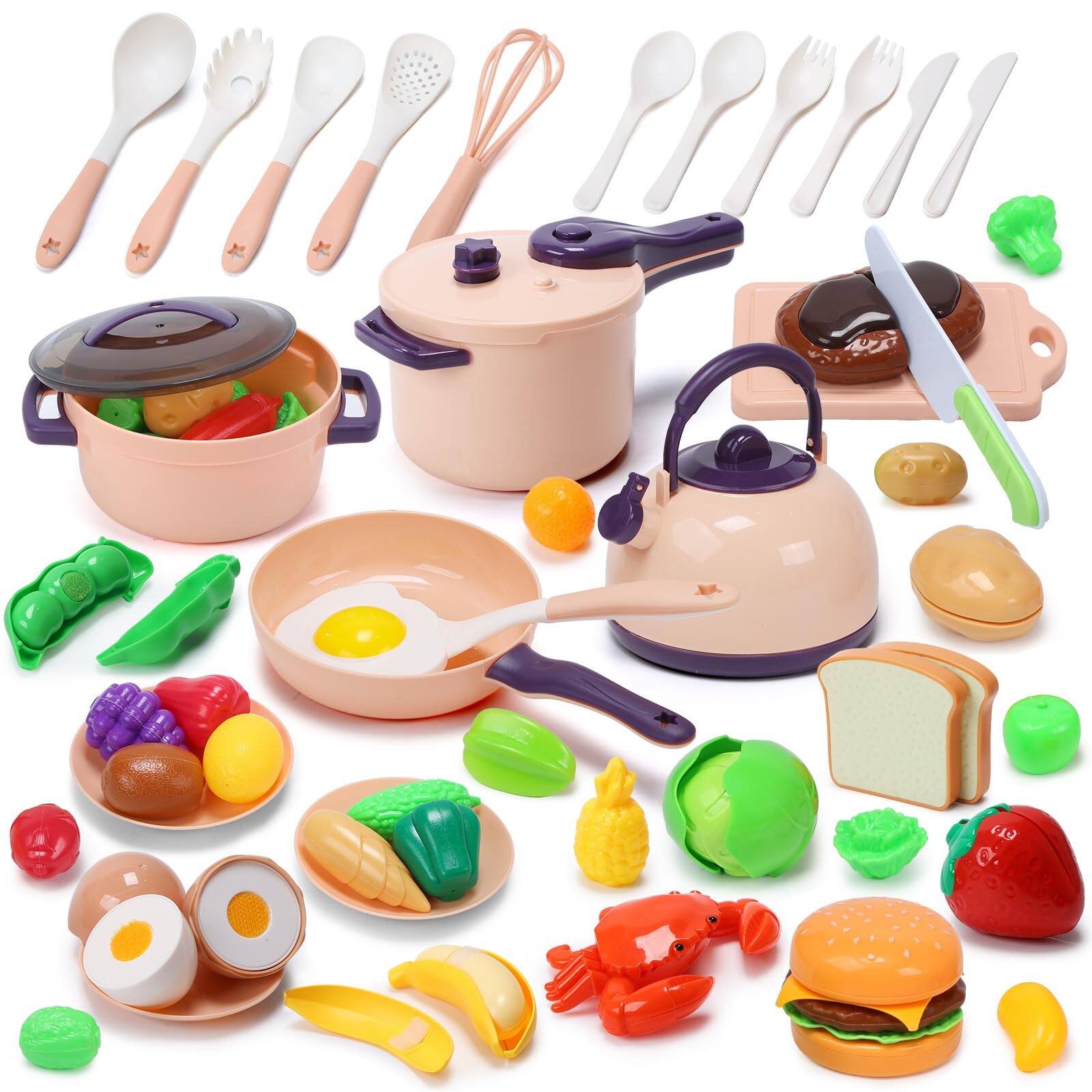 Front. CUTE STONE - CUTE STONE 51PCS Mini Play Kitchen Accessories Toy for Kids Ages 3 +.