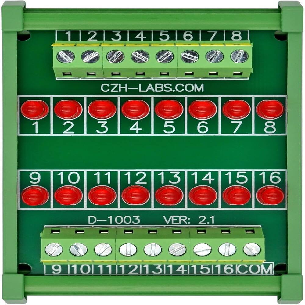 ACJPR - DIN Rail Mount 16-LED Indicator Light Module, 5-50VDC, Red