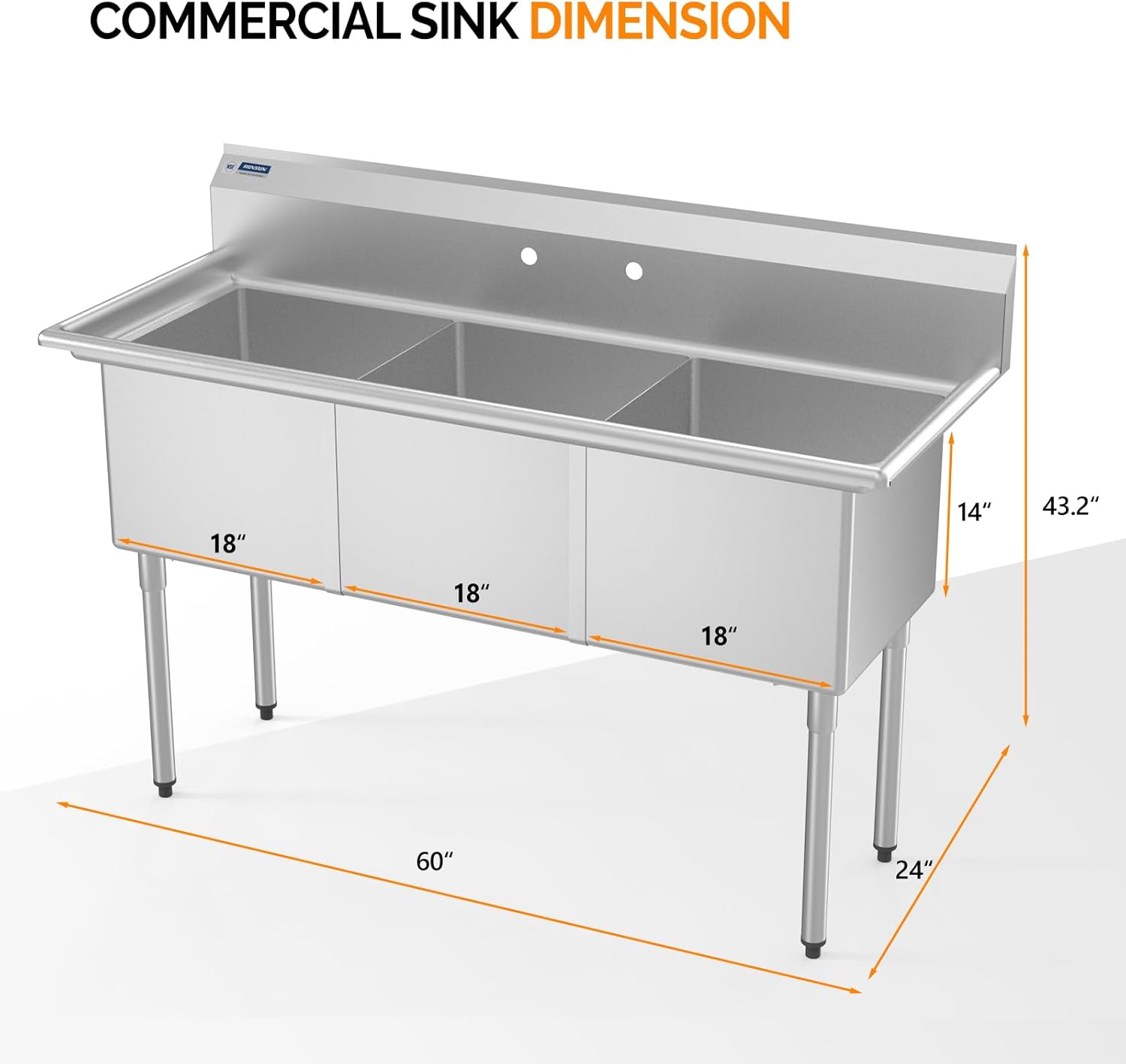 COMMERCIAL SINK DIMENSION

18" 14" 43.2" 18" 18" 60" 24"