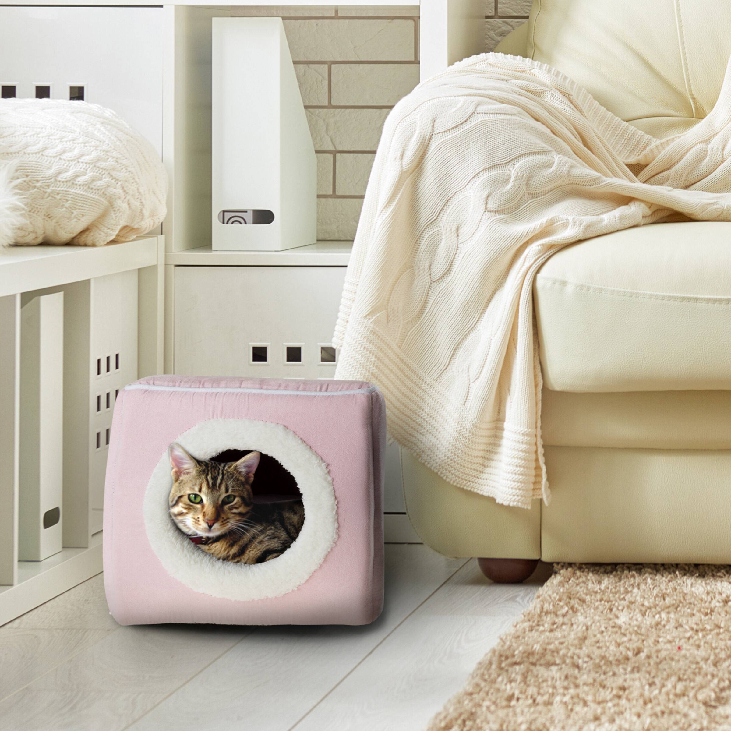 Alt View 1. PetMaker - Cat House Indoor Bed with Removable Foam Cushion Cat Cave for Puppies, Rabbits, Guinea Pigs, and Other Small Animals - Pink.