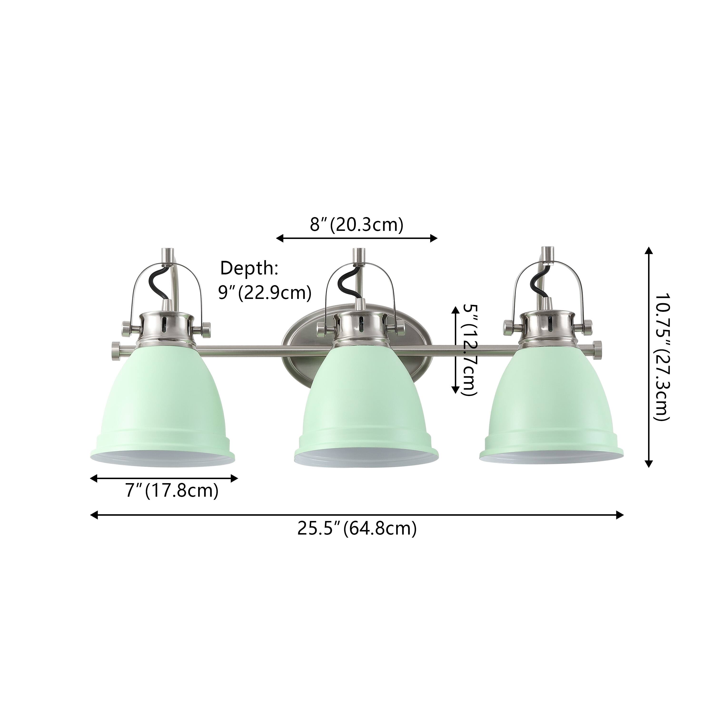 8" (20.3cm)  
Depth: 9" (22.9cm)  
7" (17.8cm)  
5" (12.7cm)  
10.75" (27.3cm)  
25.5" (64.8cm)