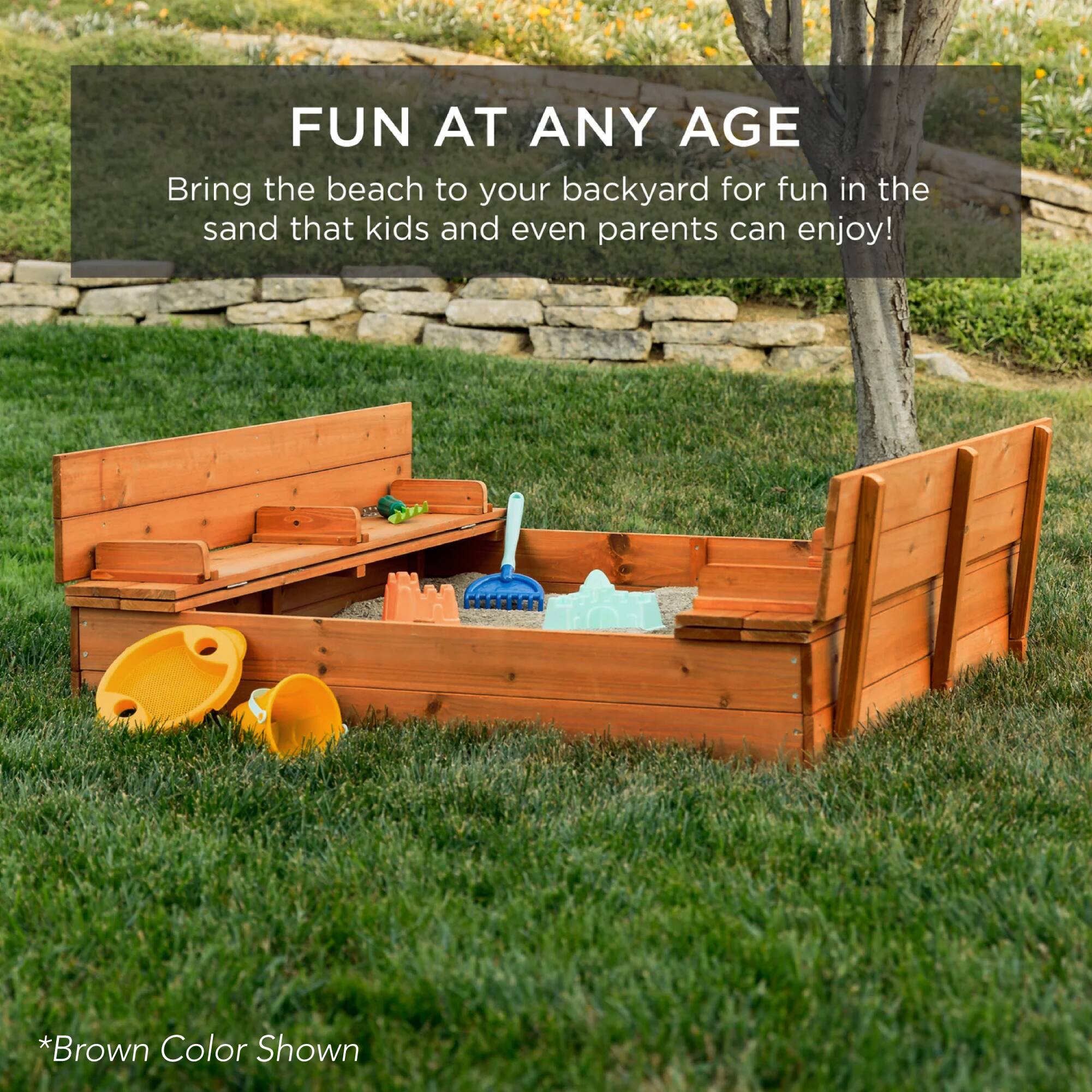FUN AT ANY AGE  
Bring the beach to your backyard for fun in the sand that kids and even parents can enjoy!  
*Brown Color Shown