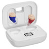 Front. Eara - Eara Clear ITC Rechargeable OTC Hearing Aids, Dual Microphones - Red/Blue.