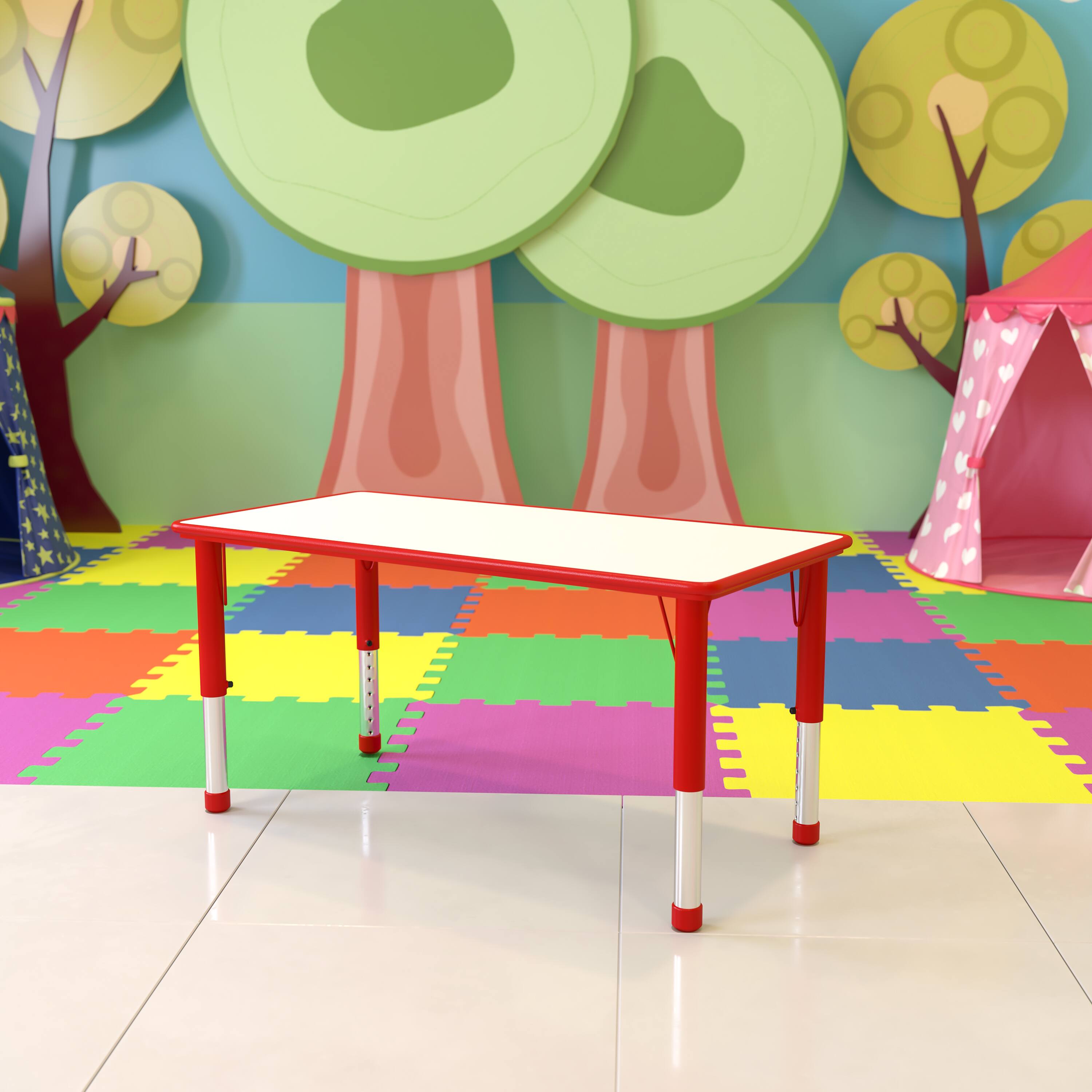 "Alamont Home - Wren 23.625""W x 47.25""L Rectangular Plastic Activity Table with Grey Top - Red" price history on PriceWatchPro
