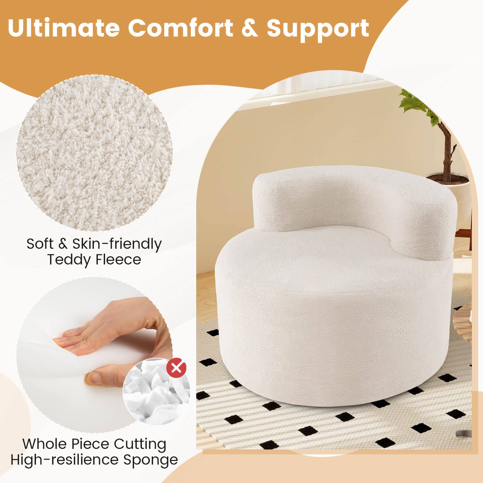 Ultimate Comfort & Support

Soft & Skin-friendly Teddy Fleece

Whole Piece Cutting High-resilience Sponge