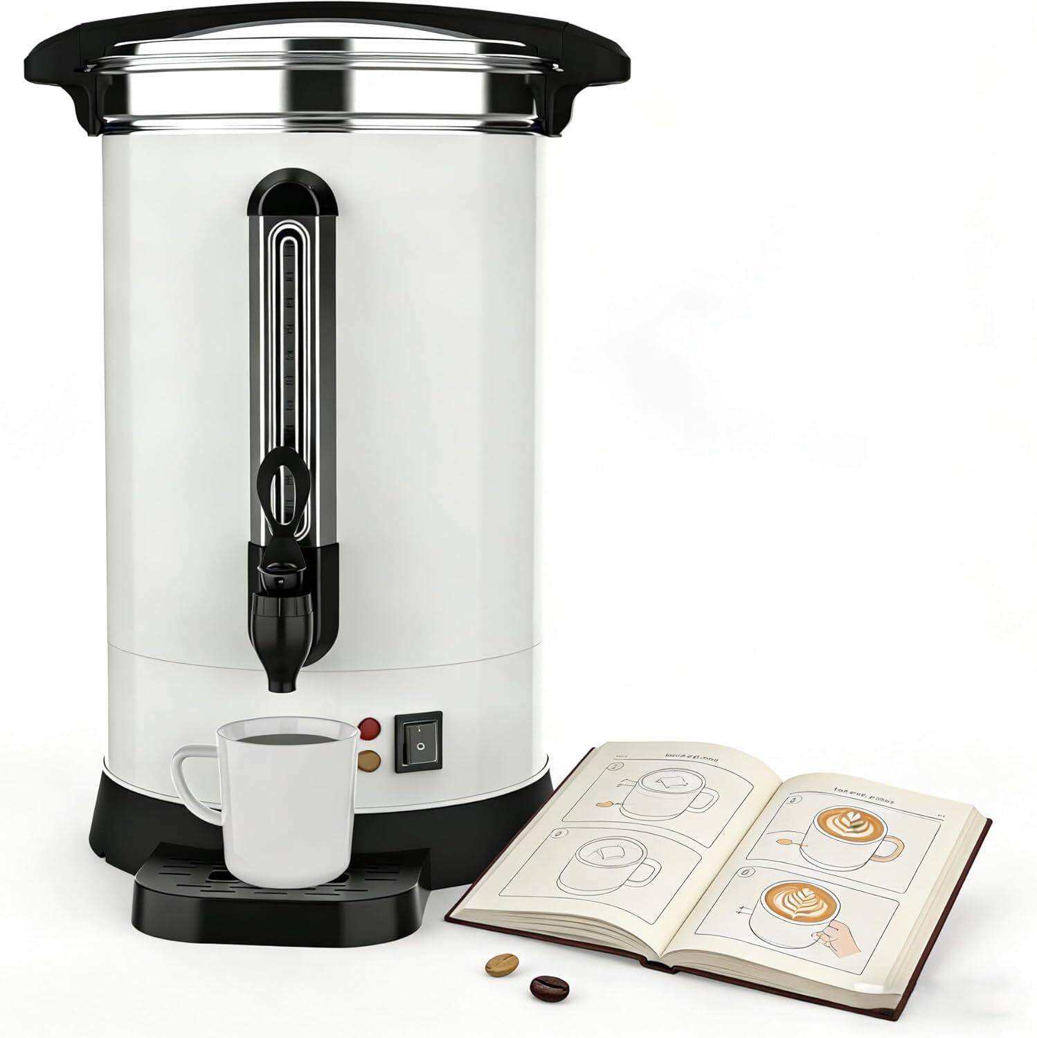 Alt View 5. Babevy - 120 Cup (18L/4.8Gal) Commercial Coffee Urn, Double Wall, Stainless Steel, Dispenser for Buffet Catering - White.