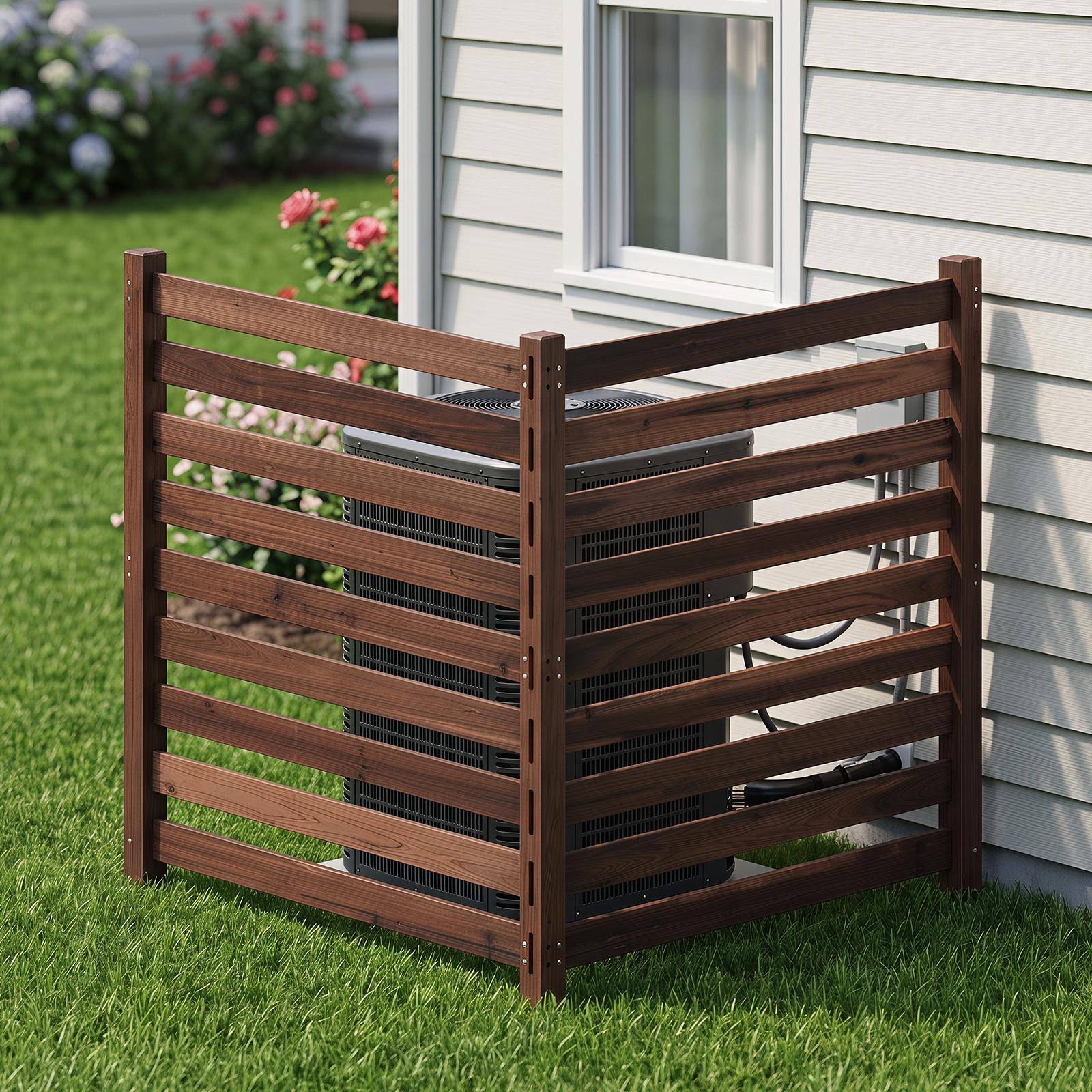 Alt View 1. Costway - Costway 2-Panel Wooden Outdoor Privacy Fence with Ground Stakes, 38.5" x 42" per Panel - Brown.
